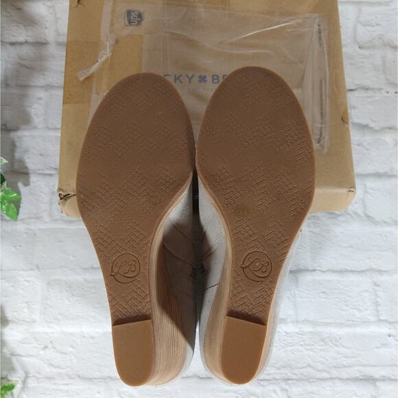 R Lucky Brand Yabba Gray Oiled Suede Stack Wedge Ankle Booties Boots 12 New NIB - Picture 7 of 7